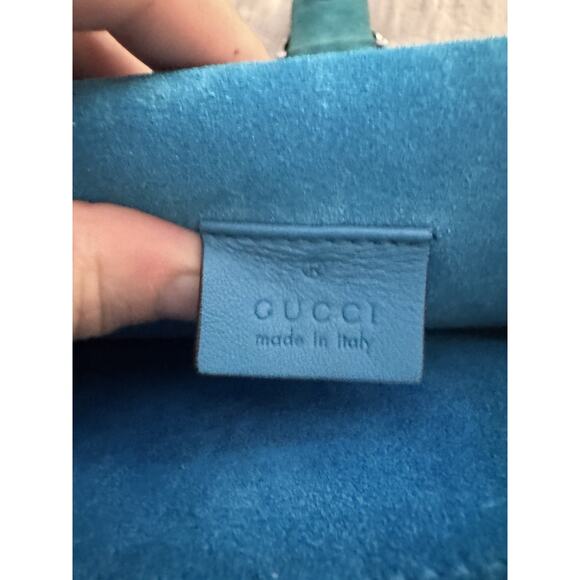 Gucci Dinoysus GG Small Supreme Taupe/Teal Suede Authentic - Picture 14 of 15